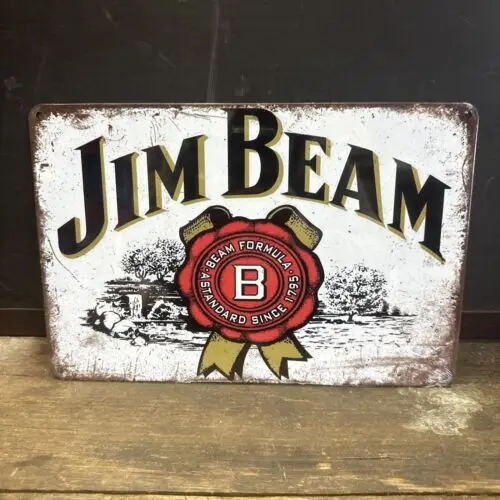 Letrero de aluminio pequeño de Jim Beam - Reproducción
