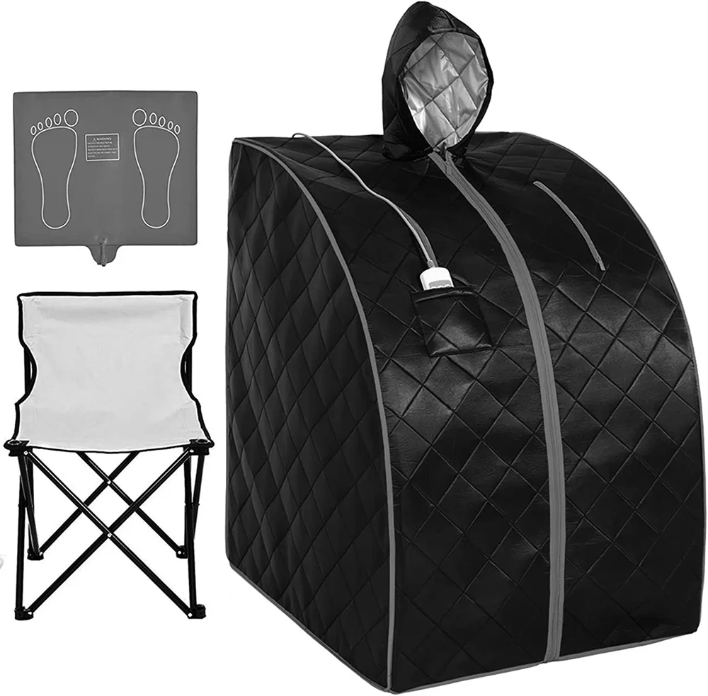 Personal Infrared Sauna for Home, Portable Sauna Spa Tent with Hat Upgraded Chair Heating Foot Pad for Relaxation Detox Home Spa