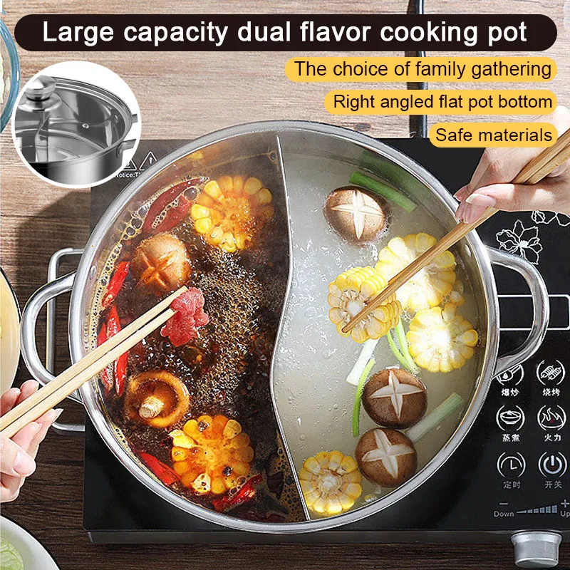 

Бытовая и коммерческая кастрюля большой емкости с двойным вкусом, изготовленная из индукционной плиты из нержавеющей стали 304, с двойными ушками