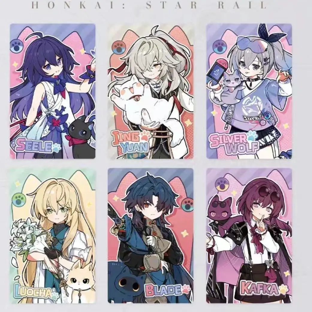 Honkai Star Rail Cat Series 7,6 cm Karten-Lesezeichen, Kawaii-Buchclip, Paginierungsmarkierungskarten, Schreibwaren für Studenten, Schulbedarf