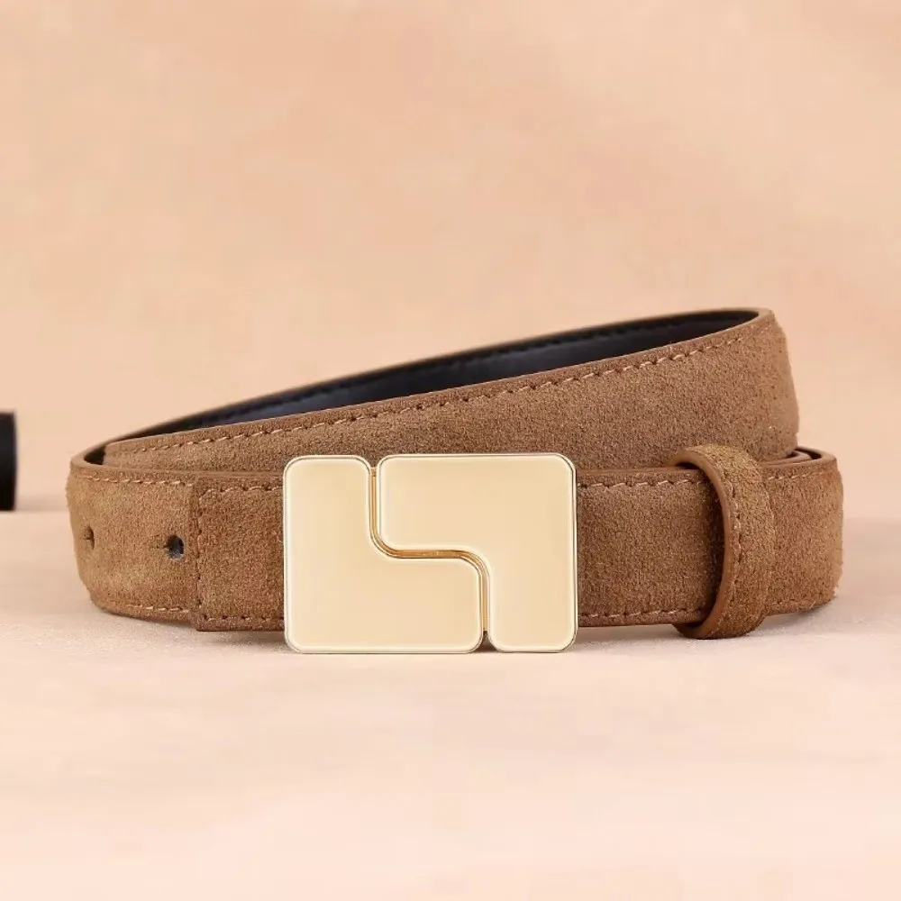 New Simple Design Waist Belts Real Cow Suede Leather Elegant Ladies Cowhide Waistbands Business Waist Strap For Women Gifts