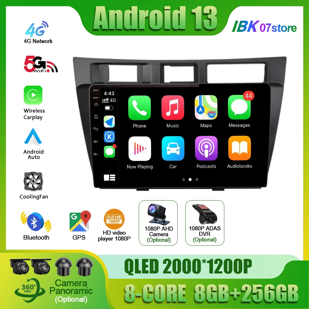 Voor Toyota Mark Ii 9 2000-2007 Autoradio Multimedia Navigatie 4G Gps Android 13 Draadloze Carplay Stereo Head Unit Scherm 2din