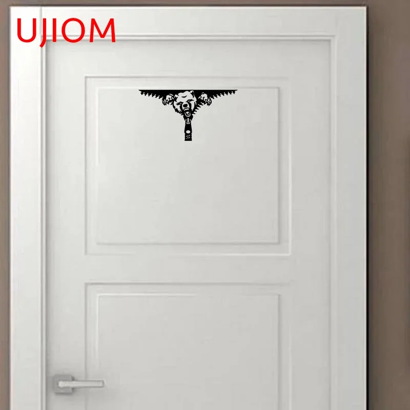 UJIOM 13cm X 6.7cm Zipper Bear Inside Wall Sticker Scratch-Proof Decal Vinyl Cover Kitchen Stickers Windows Trunk Lockers Decor