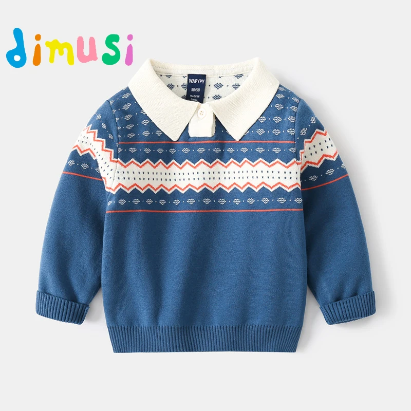 Autumn Boys' Sweaters Outdoor Casual Thickened Breathable Lapel Kids Pullover Fashion Slim Warm Knitwear Children's Clothing