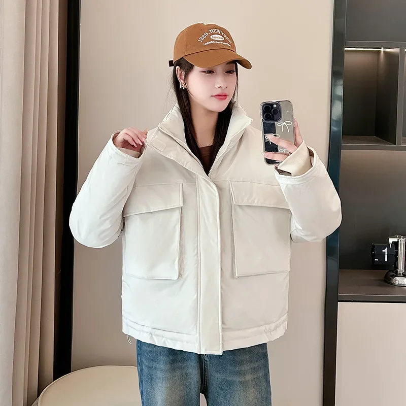 PinkyIsBlack Warm Winter Women's Jacket Down Cotton Padded Coats Solid Stand Collar Women's Puffer Jacket Outwear With Pockets