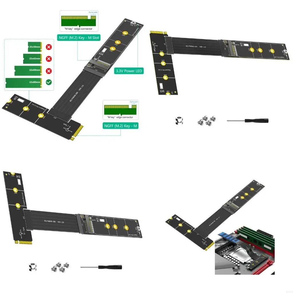 K3NB PCIe4.0 Ssds Extension Cable 20cm FPC Design for Enhanceds Data Transfer Speed