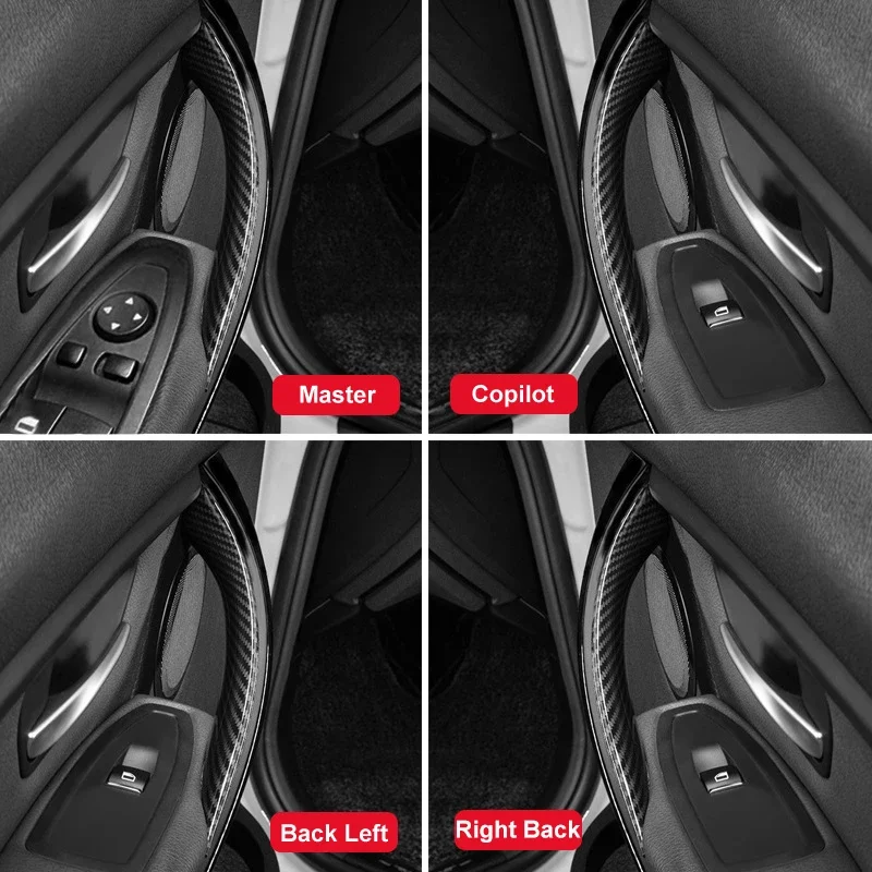 For BMW F30 F80 F31 F32 F33 F34 F35 3/4 Series Carbon Fiber Front Left/Right Car Inner Door Handle Trim Pull Panel  Door Handles