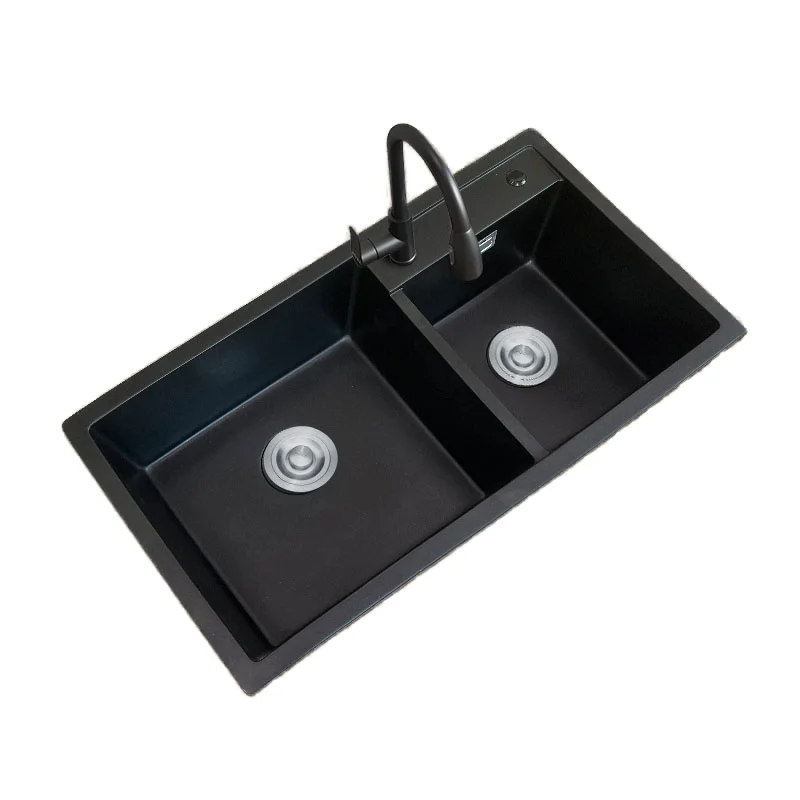 Double bowl kitchen sink installed under quartz composite stone kitchen sink black double bowl kitchen sink with drain