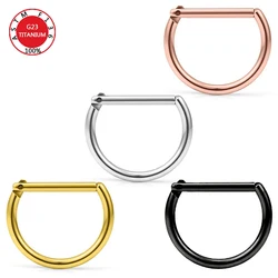 Septum Piercing Nose Ring F136 Titanium D Shape Segment Ring Clicke Jewelry CZ Nose Earrings Lip for Women Half Ring Cartilage