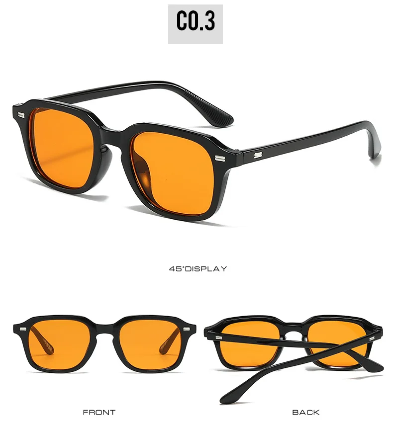 Retro-Sonnenbrille mit Metallnieten, UV400, leichte, schlanke, rechteckige Sonnenbrille für Männer und Frauen, zum Fahren, modische Alltagsbrille – Detail 11