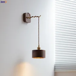 IWHD-Walnut Wooden LED Wall Lights para casa, iluminação interna, iluminação do quarto, sala de estar ao lado da lâmpada, Nordic Modern Wandlamp