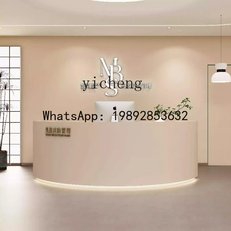 

H3-30 semi-oval curved bar checkout page integrated cabinet clothing store beauty salon company front desk