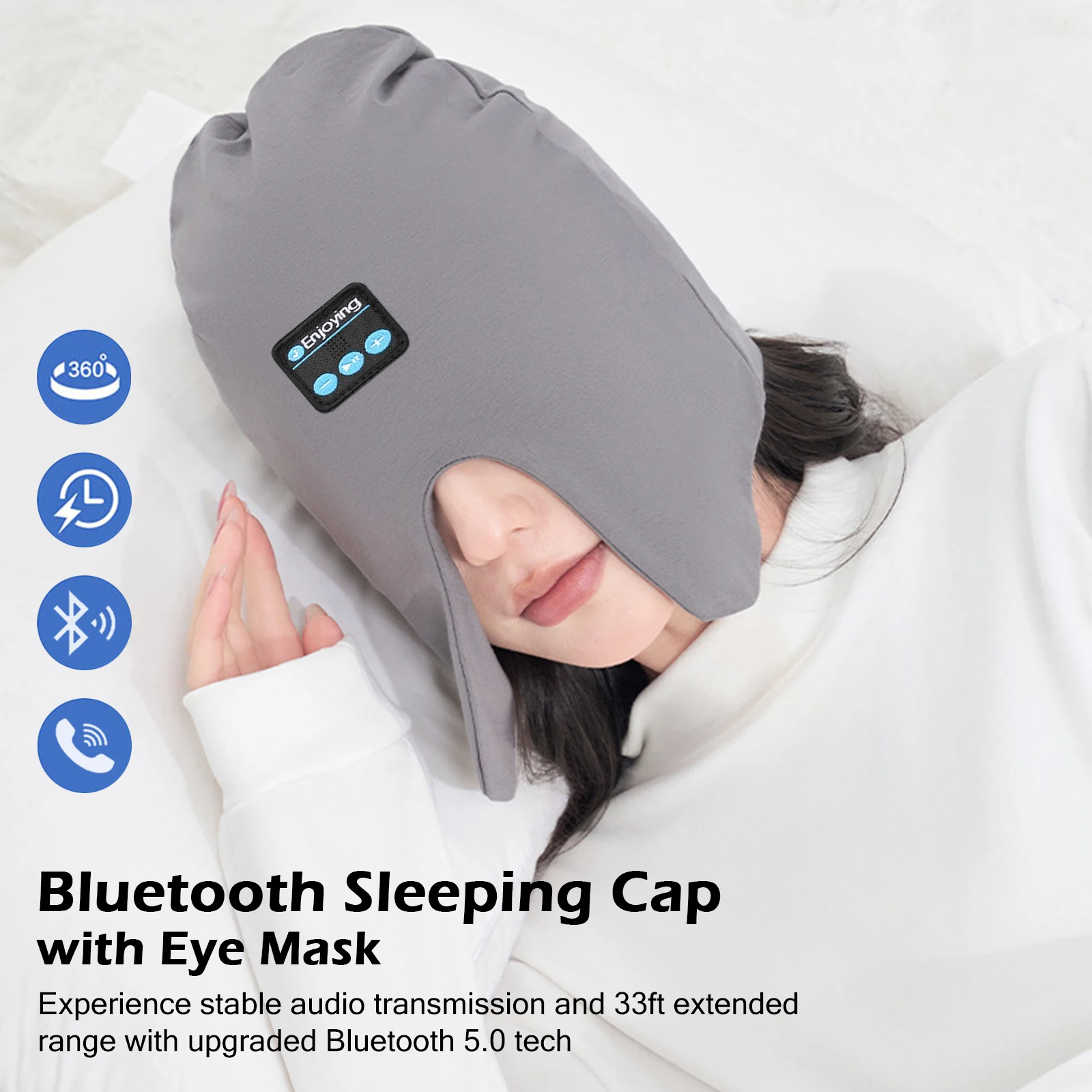 

Беспроводные Bluetooth-наушники-маска для сна, уличная стереогарнитура для прослушивания музыки, мягкие, дышащие, с HD-микрофоном для дома и офиса