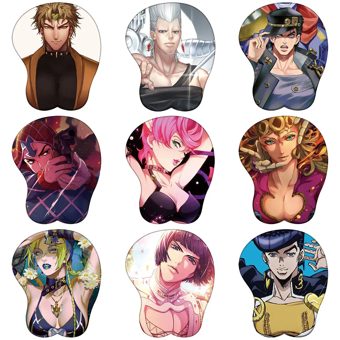 Anime JOJO 3D Silicone Mousepad Dio Giorno Bruno Joutarou Jolyne Sexy 3D Wristband Mouse Pad Hentai 3D Wrist Rest Mouse Mat