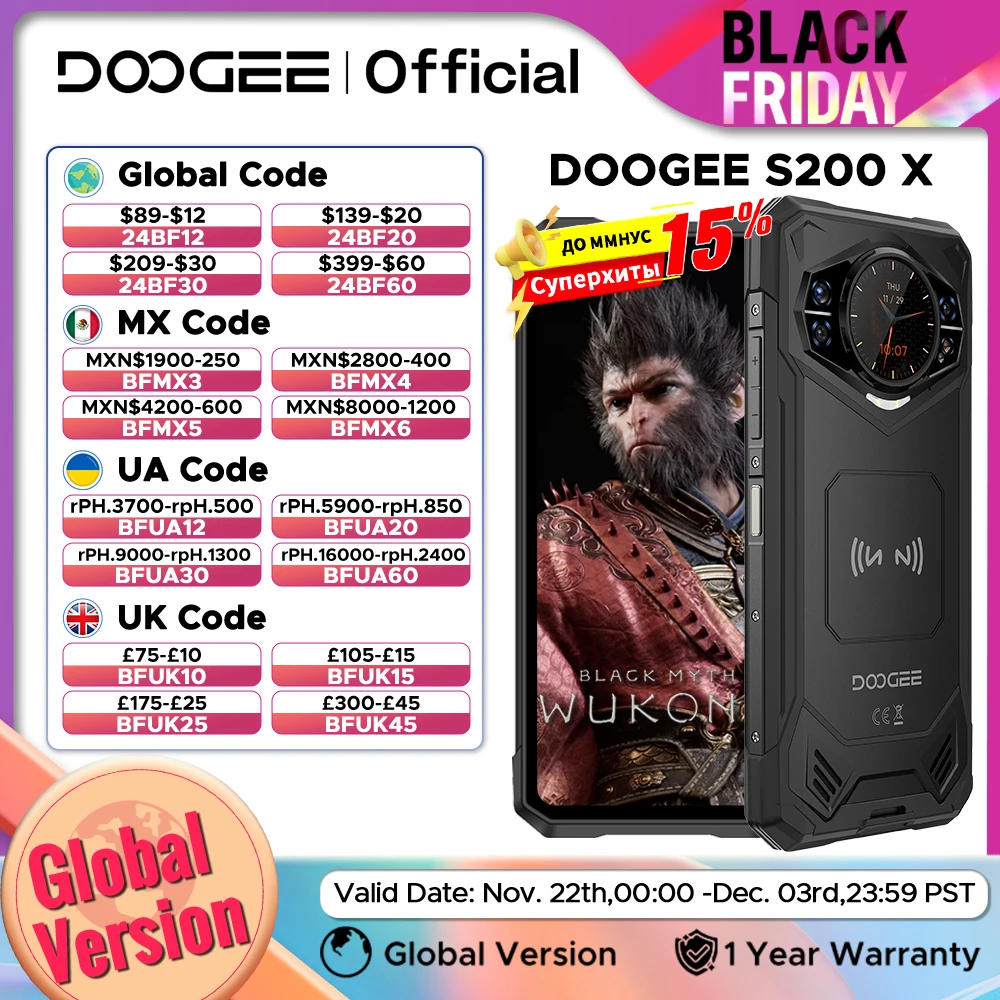 Global Version DOOGEE S200 X 5G Rugged Phone 32GB 512GB 6.72