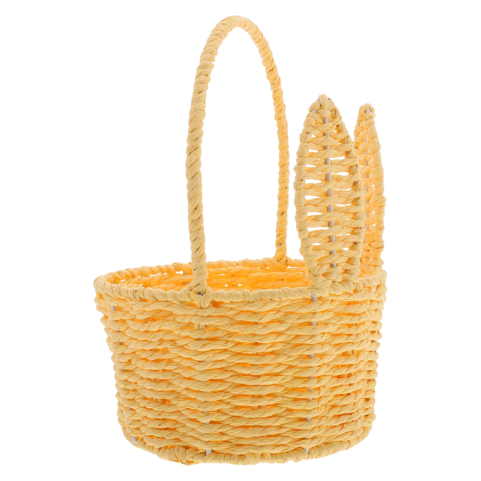 

Handmade Woven Flower Basket Bunny Ears for Party Favors Kids Easter Candy Eggs Picnic Hamper Straw Wicker Storage Basket Safe