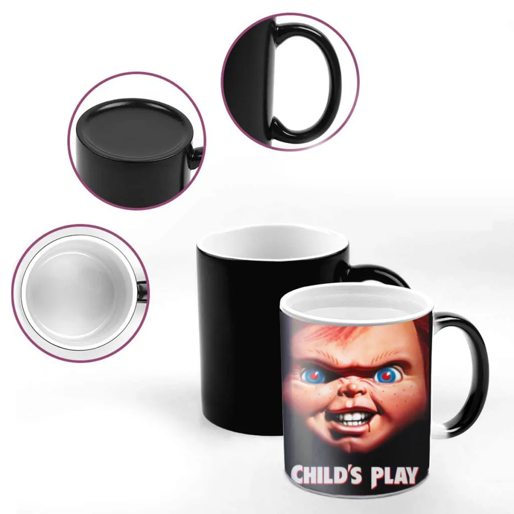 Horror Movie Chucky Child's Play Creativity Change Color Chang mug Ceramic mug Hot Coffee Cup Breakfast Cup mug Friend Gift