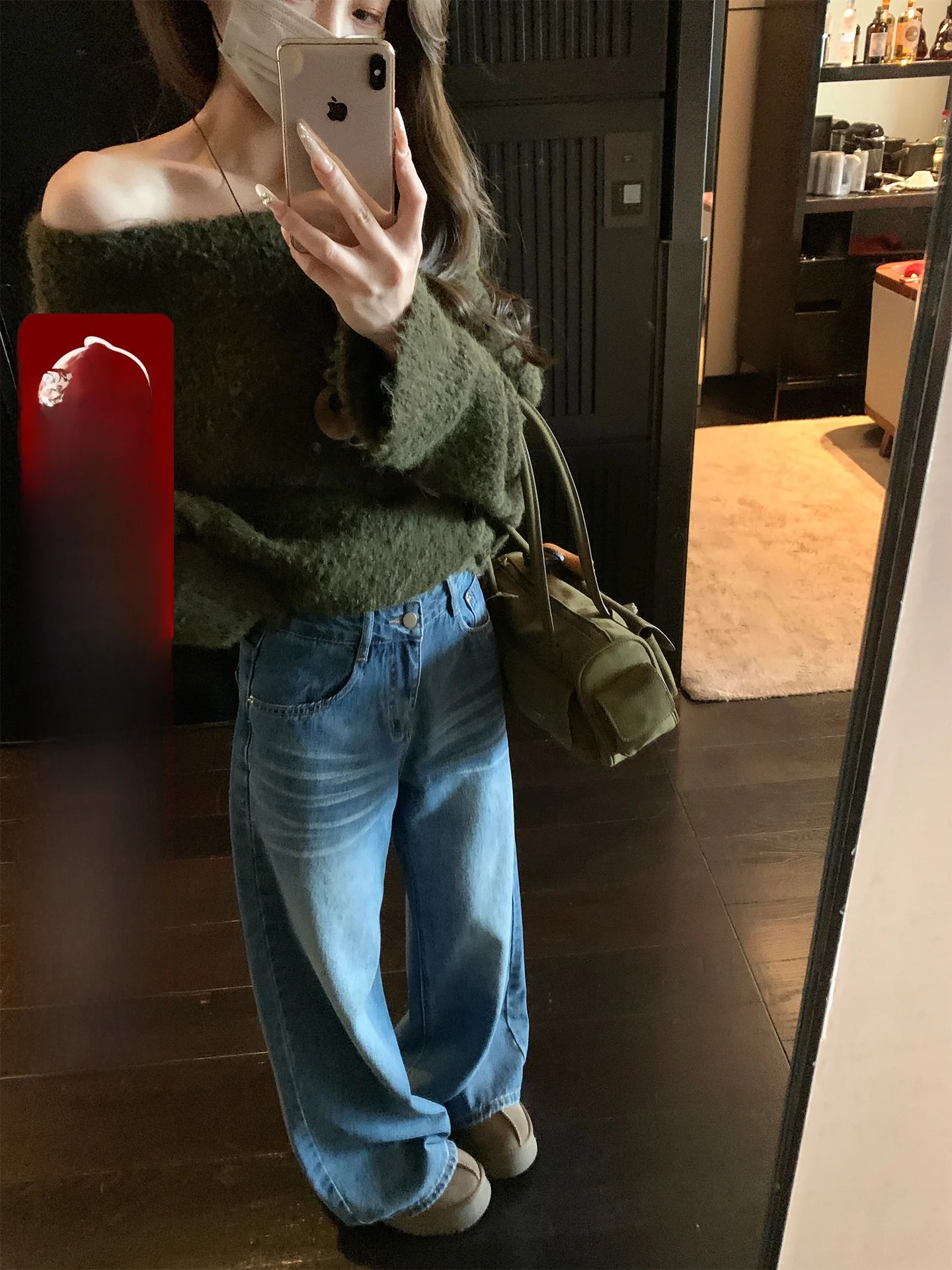 

Ретро зимние джинсы женские повседневные широкие брюки с высокой талией из хлопка, высокоэластичные, в корейском стиле, для повседневной носки, с 3D-эффектом