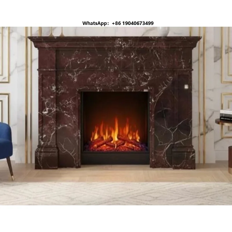 Natural Marble Fireplace Mantel Tiered Waterfall Edge Design  wjr