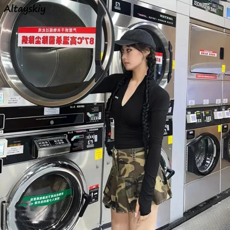 

4XL Camouflage Skirts Women Mini Pleated A-line Low Waist Sexy Korean Fashion Hot Girls Retro Ulzzang K-pop All-match Summer Ins