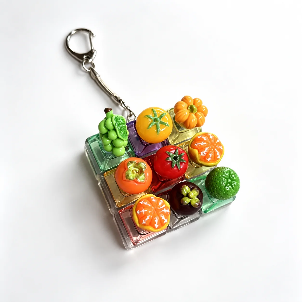 Fruit Squeeze Colorful Keyboard Keychain Fidget Keyboard Keychain Smooth Pvc Key Chain Pendant For Studying Gift Wrapping