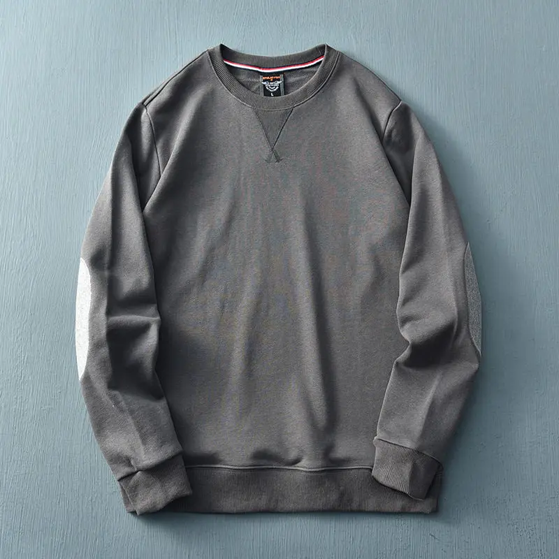 2026 Autumn New Basic Knitted Pullover Sweatshirts Men's Plus Size Soild Color High Quality Fashion Washed Casual Sportswear