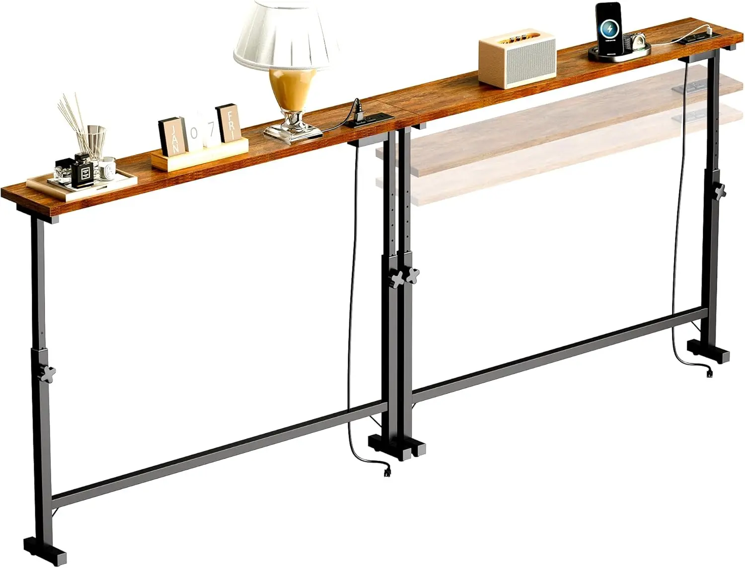 

2 Pack 79 Narrow Console Table with Adjustable Height(23-31) Behind Couch Sofa Table with 2 Power Outlets 79*5.9 Long Entryway T