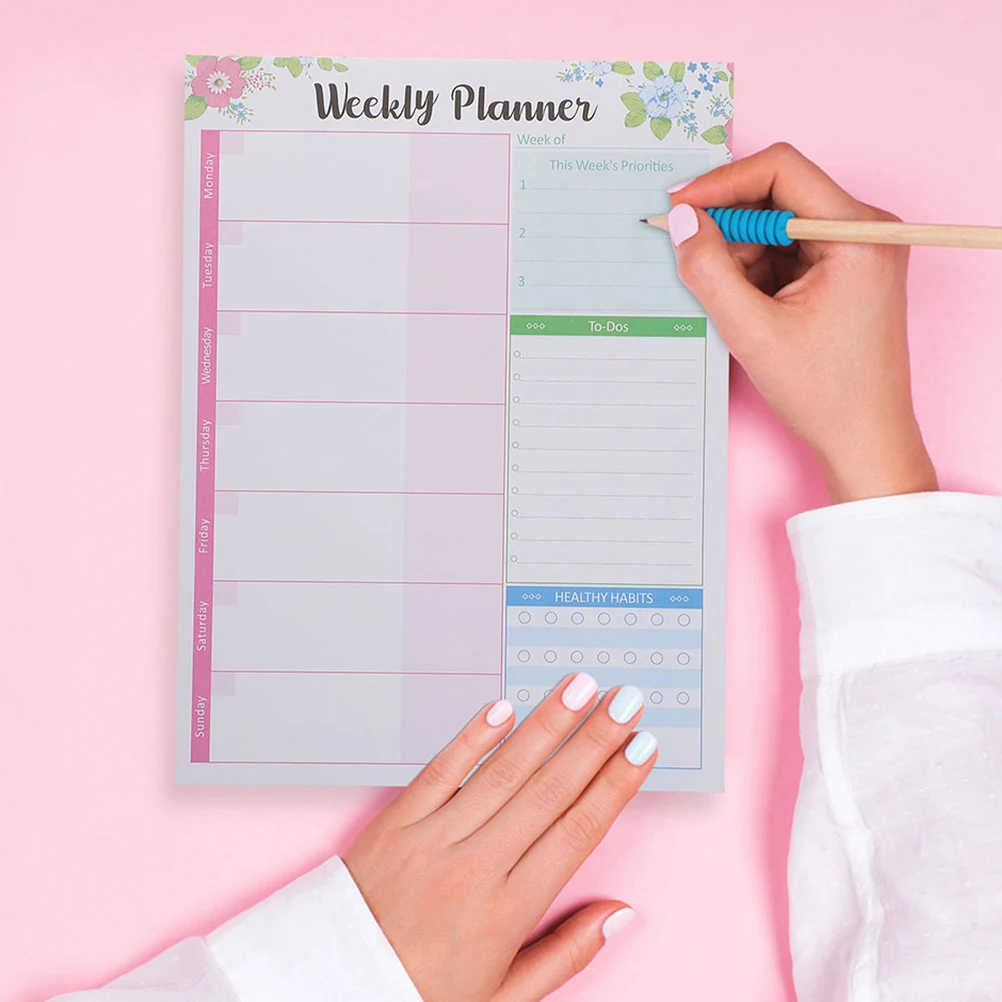 

2pcs Weekly Notepad Memo Notebook Tear Off To Do List Calendar Pad Work Study Organizer Task Scheduler Home School Planner Daily
