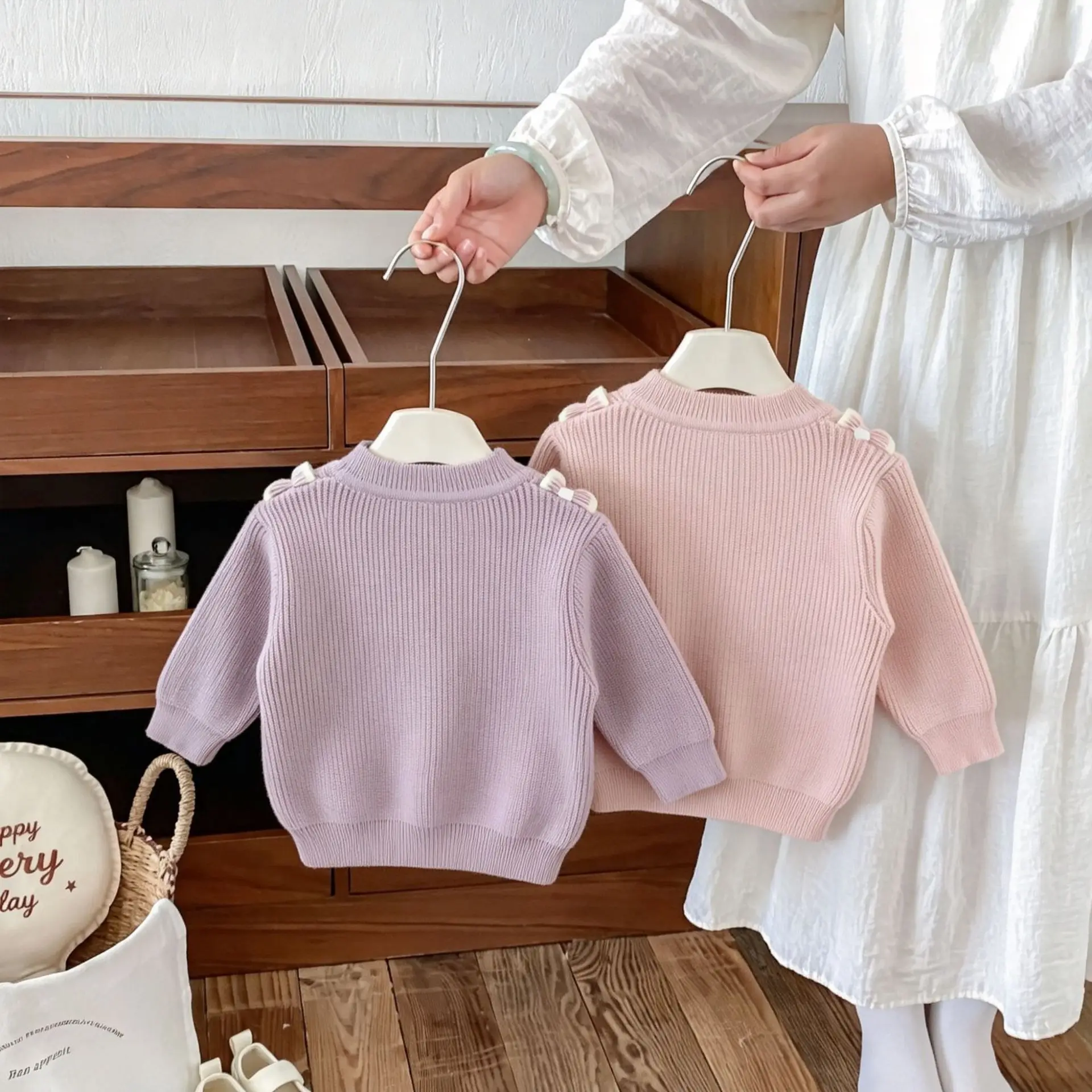 2026 New Autumn Baby Girls Sweet Knit Top | Long Sleeve Pullover Sweater | Korean Style Cute Tee