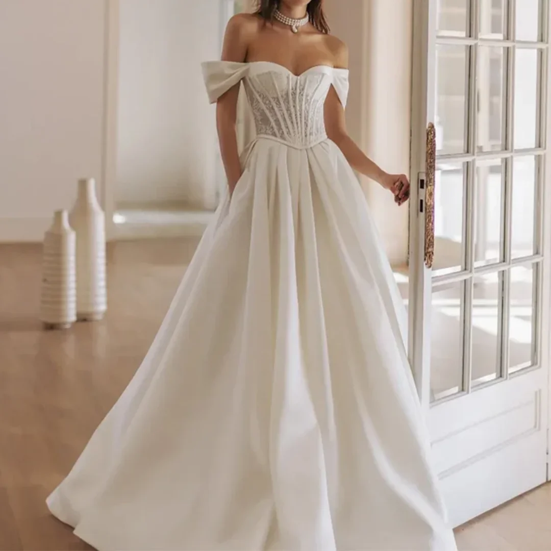 

Sexy Ball Gown Off Shoulder Exquisite Wedding Dresses Sweetheart Collar Long Sleeve Vestido De Novia Bridal Gown Customized