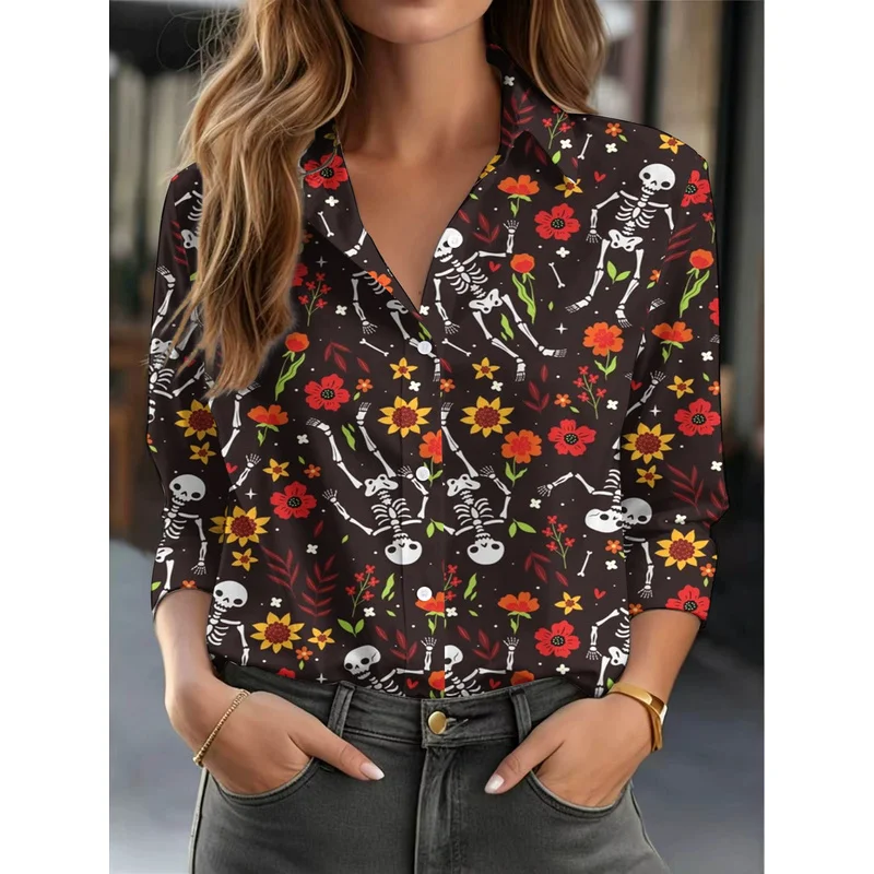 Skin-friendly breathable comfortable and versatile women's long-sleeve top suitable for casual travel and Halloween outfits