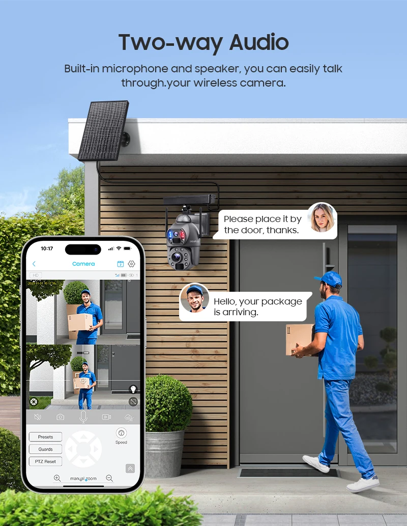 SHIWOJIA 36X ZOOM 12MP 4G SIM Solar Camera Outdoor 360° Wireless WIFI Battery Security Cameras with Solar Panel PIR Night Vision