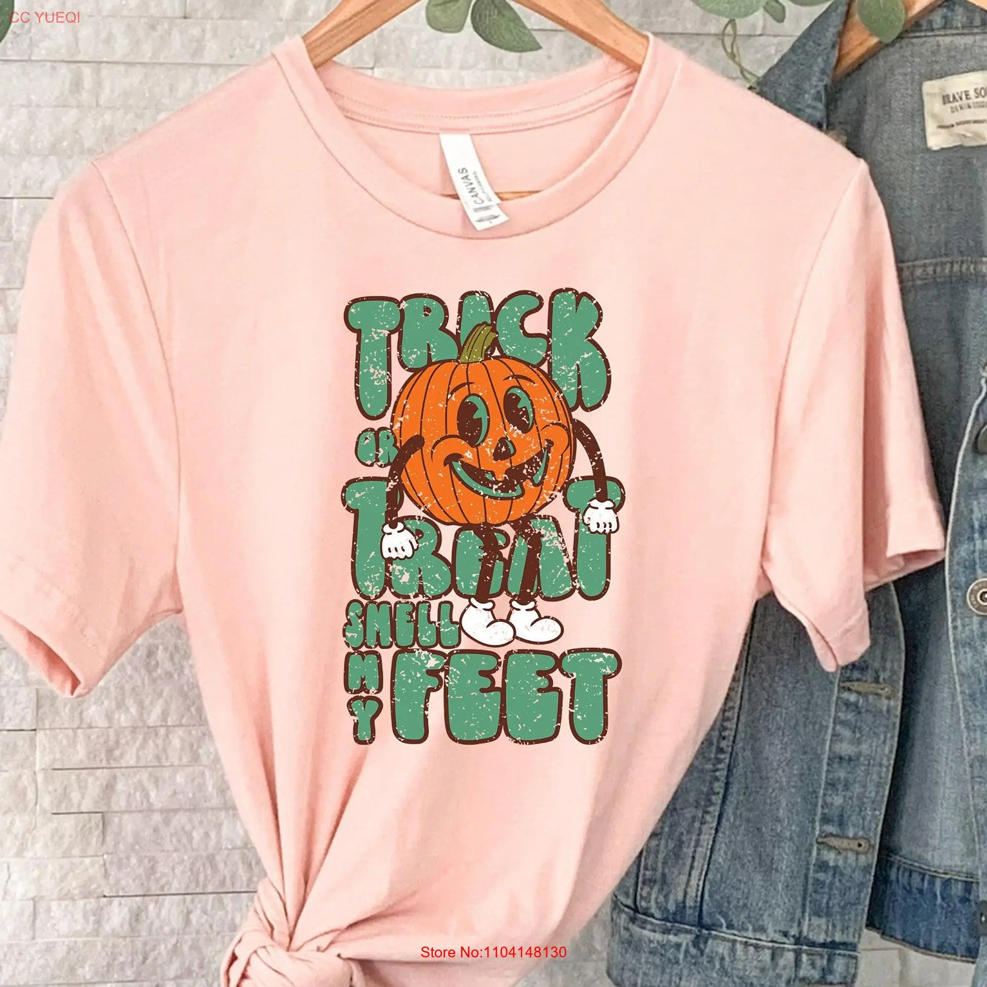 Trick or Treat Smell my Feet Funny Halloween T Shirt Party Pumpkin long or short sleeves