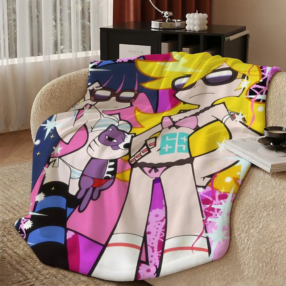 anime P-Panty Stocking-G Throw Warm Soft Flannel Blanket, Multi-use for Sofa Bed Camping Travel Nap