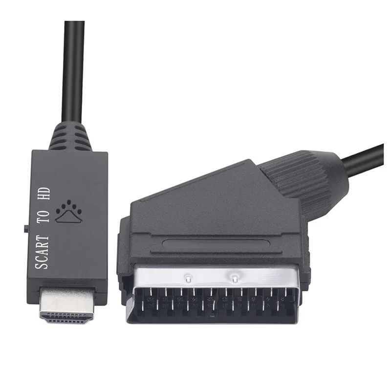 ABUO-Scart To -Compatible HD 1080P Video Converter Adapter, Male To Female For HDTV, DVD, PC, 1M Cable