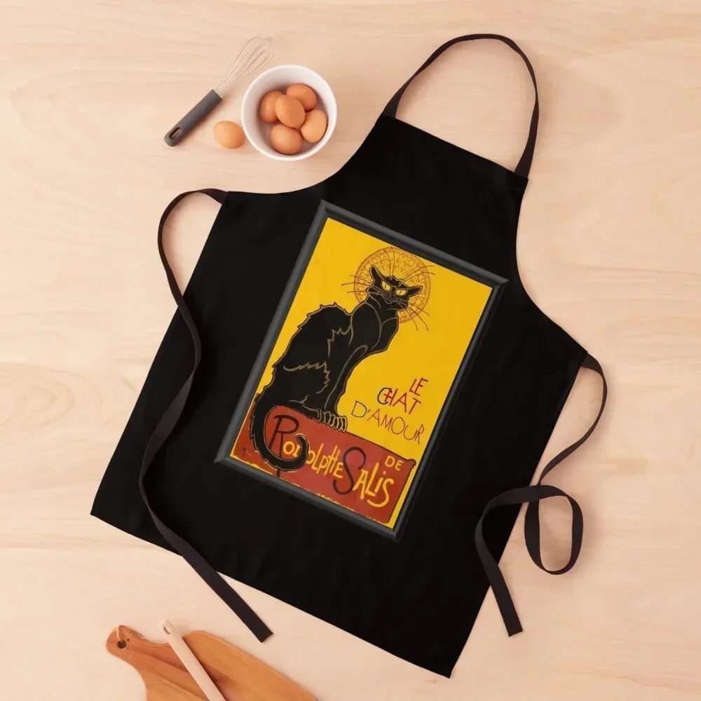 

Le Chat D Amour Black Cat Framed Vector Apron household woman Men gift kindergarten teacher Apron