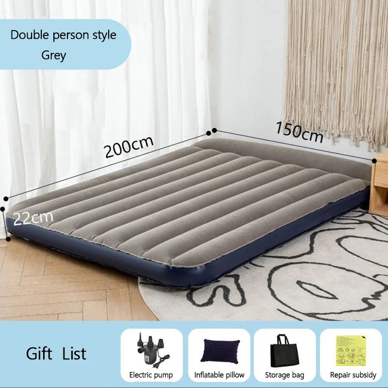 

Household Single Double People Inflatable Mattress Camping Air Cushion Bed Built-in Pillow Travel Camping Folding Bed