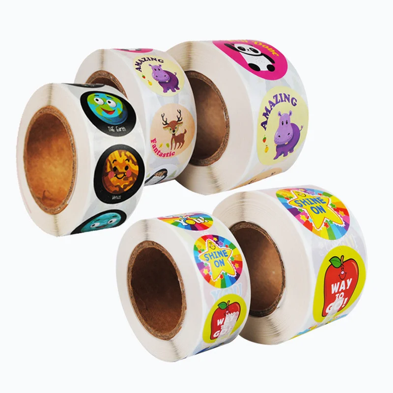 

500Pcs Cartoon Animal Sticker Gift Sealing Stickers Decor Labe Roll Children's Inspirational Toys Color Children's Reward Tags