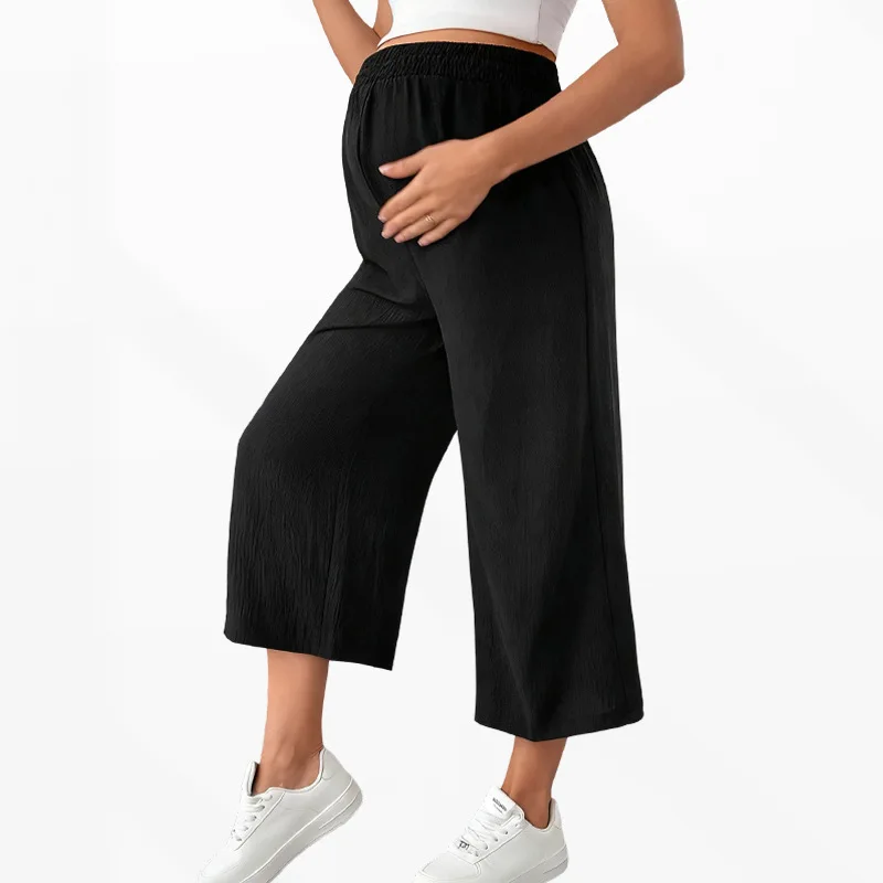 

Pregnant Women Casual Capri Pants Maternity Elastic High Waist Belly Support Loose Trousers Spring Summer Pregnancy Clothing
