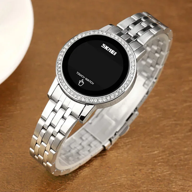SKMEI 1669 proste zegarki z datą dla kobiet reloj mujer Digital LED Touch damski zegarek diamentowy wodoodporny zegarki damskie