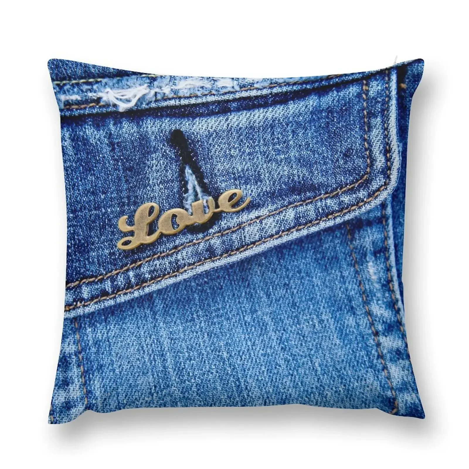 Denim Pocket Love Throw Pillow ornamental pillows for living room Pillowcases Bed Cushions Decorative pillowcase pillow