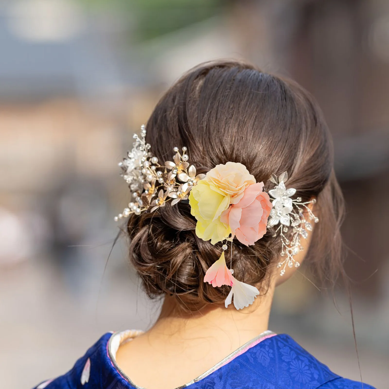 

Kimono Waist Rope Flower Barrettes for Women Floral Hair Clips Accessories Band Artificial Charms Chrysanthemum