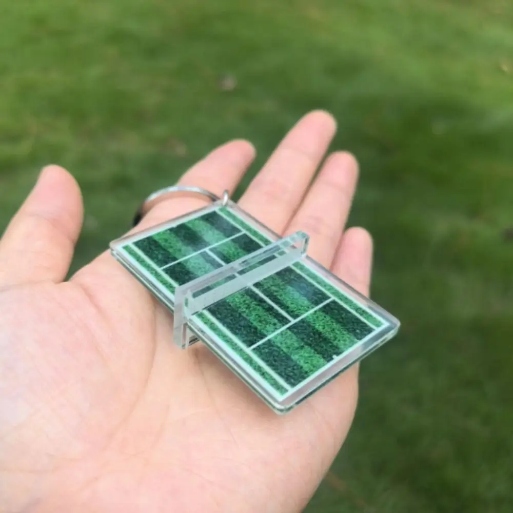 Acrylic Badminton Acrylic Keychain Mini Three-dimensional Badminton Playground Keyring Two-sided Table Tennis