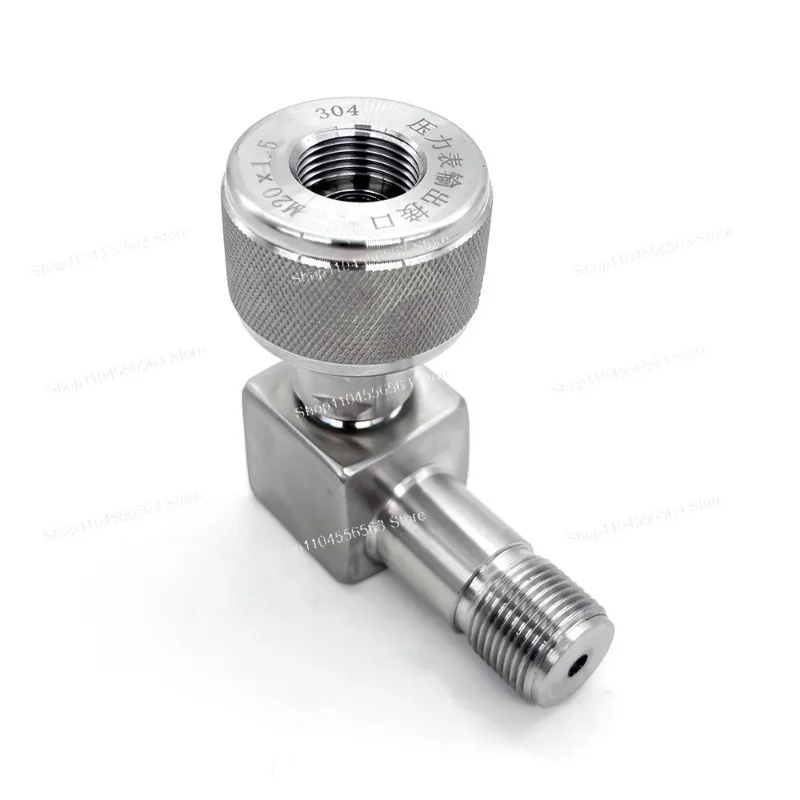 Stainless Steel Quick Adapter for Pressure Gauge Calibration, Axial L-type High-pressure Hydraulic Conversion Connector