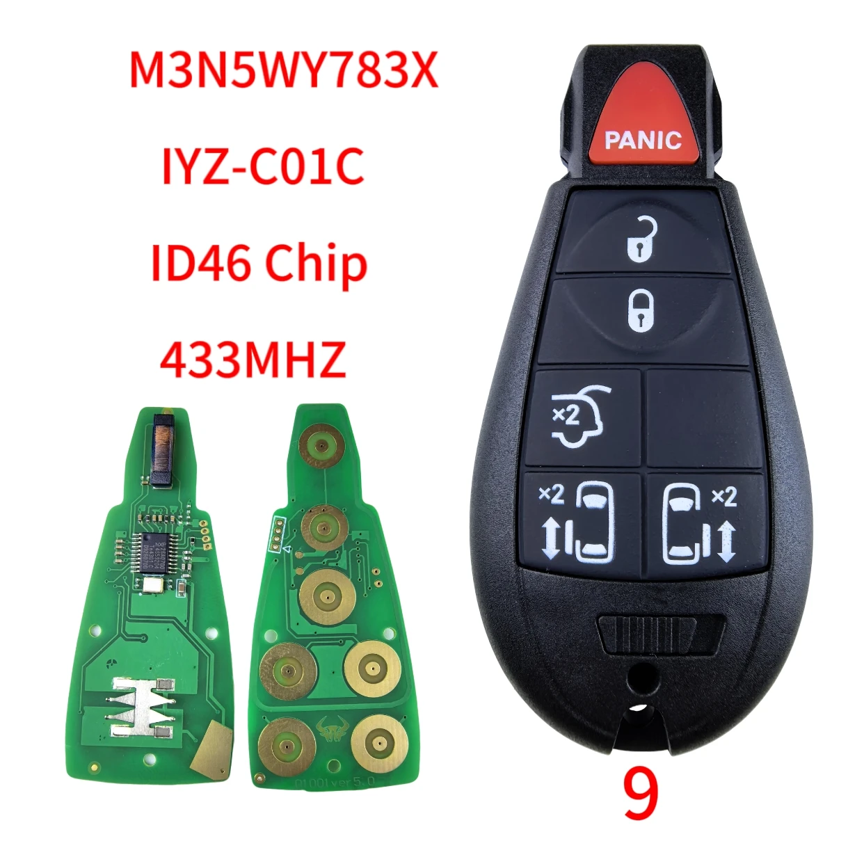 Jingxin 433Mhz 7941-Chip Fernbedienung Autoschlüssel M3N5WY783X für Chrysler Town & Country, für Jeep Grand Cherokee, für Dodge Caravan Journey – Detail 18