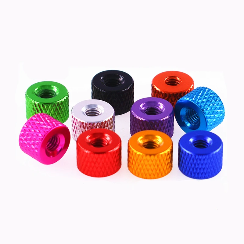 10pcs M3 M4 Aluminum Knurled Thumb Nut 3mm 4mm Threaded Hand Tighten Nut Nuts Anodized 11 Colors view 5