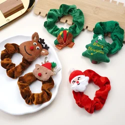 Christmas Flannel Ponytail Holder Hair Ties Girls Santa Claus Elk Velvet Hair Rope Creative Kids Scrunchies Hair Accessories