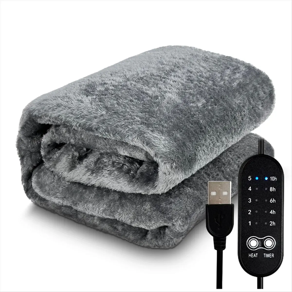 WDL Electric Heating Blanket USB Heater Blanket Plush Winter Warm-Up Adjustable Temperature Timing Heating Pad 80x160cm