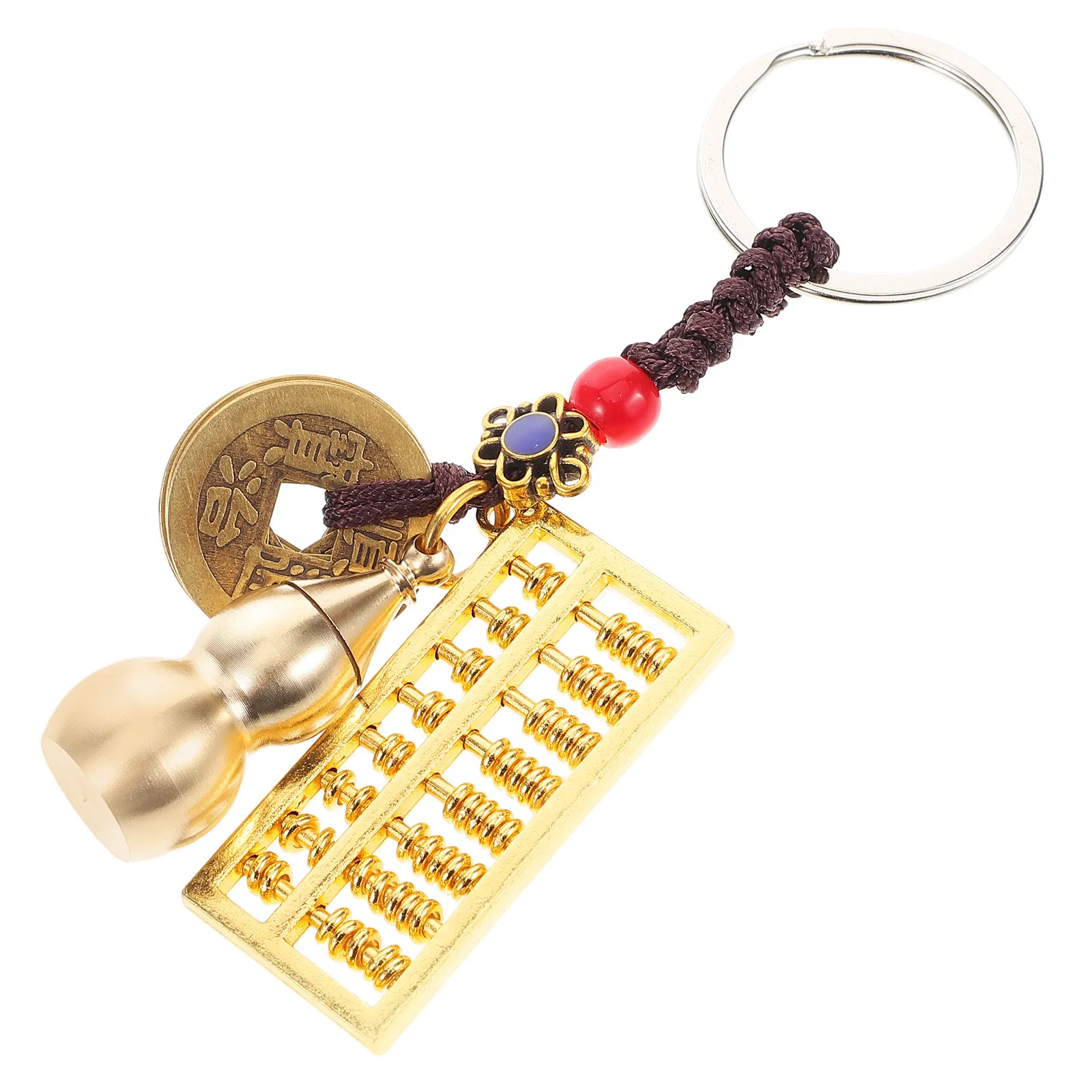 Stylish Metal Gourd Abacus Keychain Pendant Functional Miniature Abacus Key Ring for Car Keys Handbag Backpack Lucky Charm Decor