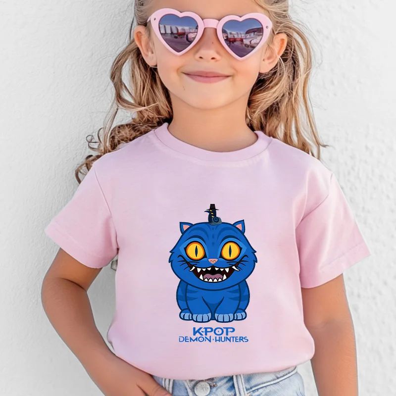 قميص أطفال من Monster Hunting Team Tiger Pattern مطبوع عليه رسوم كرتونية من القطن الخالص بأكمام قصيرة للرجال والنساء #4